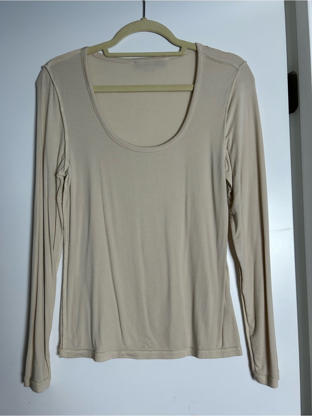 LOFT Beige Scoop Neck Long Sleeve Tee